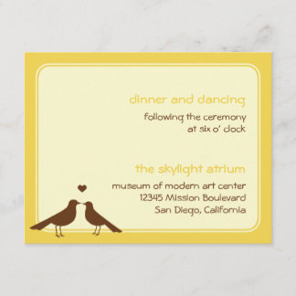 Cartão De Informações Recepção de casamento amarela de aves amantes cont