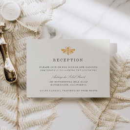 Cartão De Informações Recepção de Casamento Aquarela Abelha Dourada