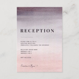 Cartão De Informações Recepção de Casamento Aquarela com Degradê Rosa e 