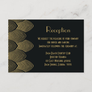 Cartão De Informações Recepção de Casamento Art Déco Escamado Vintage do