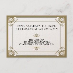 Cartão De Informações recepção de casamento art déco tom taupe da era do