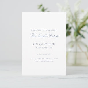 Cartão De Informações Recepção de casamento Azul de Script de Caligrafia