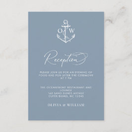 Cartão De Informações Recepção de casamento Azul Dusty Anchor Náutica