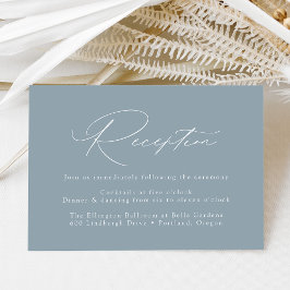 Cartão De Informações Recepção de casamento Azul Elegante Moderna