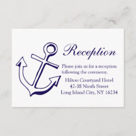 Cartão De Informações Recepção de Casamento Azul Naval Náutico Âncora de