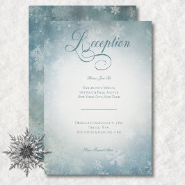 Cartão De Informações Recepção de casamento Azul-Neve Romântica em Queda