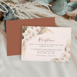 Cartão De Informações Recepção de casamento Boho Floral Pampas Terracott