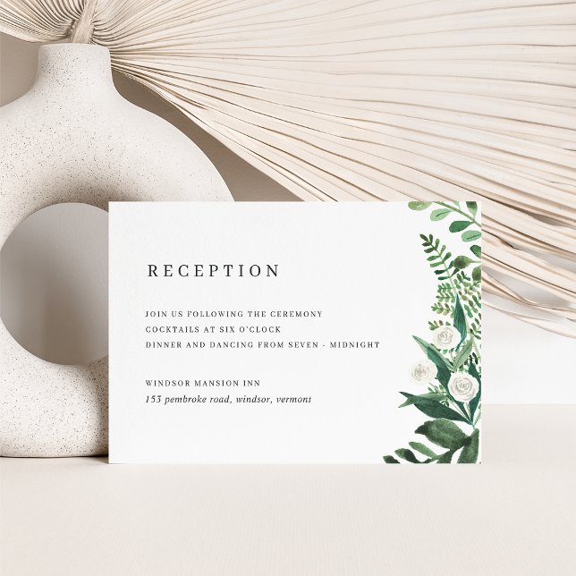 Cartão De Informações Recepção de casamento Botânica de Aquarela de Estu (Criador carregado)