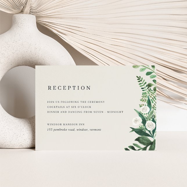 Cartão De Informações Recepção de casamento Botânica de Aquarela de Estu (Criador carregado)