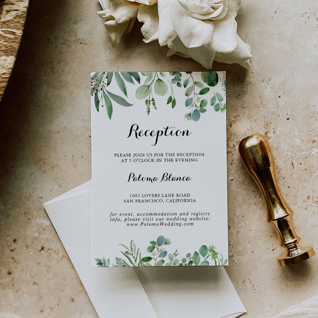 Cartão De Informações Recepção de casamento Botânica Eucalyptus Verde (Criador carregado)