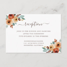 Cartão De Informações Recepção de casamento Botânica Rustic Watercolor