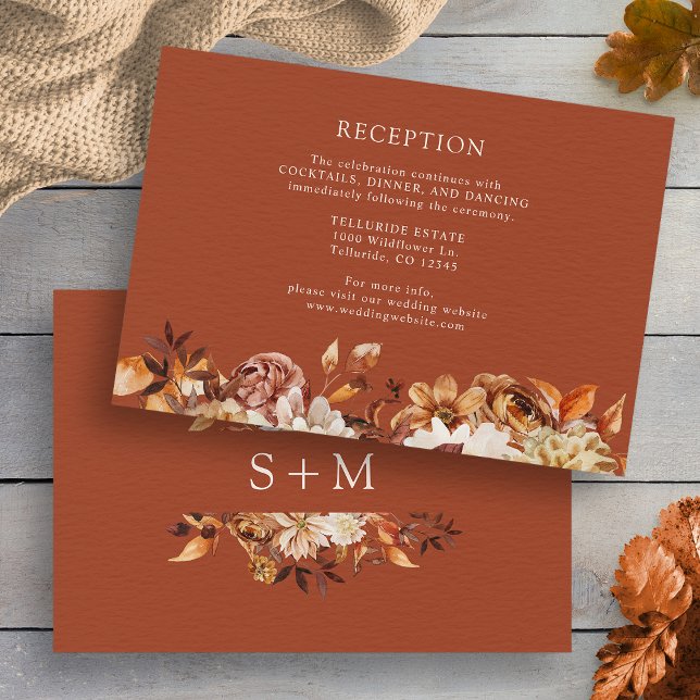 Cartão De Informações Recepção de casamento Botânica Terracotta de Cobra (Copper Fall Terracotta Botanical Wedding Reception Enclosure Card by Painted Paperie
)