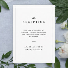 Cartão De Informações Recepção de casamento branca e preto clássico Eleg