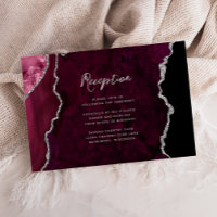 Recepção de Casamento Burgundy Silver Agate Script