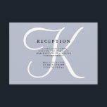 Cartão De Informações Recepção de Casamento Clássica em Azul Empoeirado<br><div class="desc">Estes cartões de inserção de informações para recepção de casamento exibem seu monograma em texto grande e moderno,  colorido em branco sobre um fundo azul empoeirado.</div>