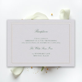 Cartão De Informações Recepção de Casamento Clássica Verde Elevada em Ma