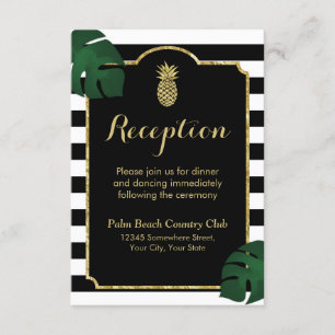 Cartão De Informações Recepção de Casamento com Abacaxi Dourado Havaiano