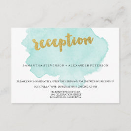 Cartão De Informações Recepção de Casamento com Aquarela em Beige e Dour