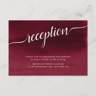 Cartão De Informações Recepção de Casamento com Aquarela em Borgonha