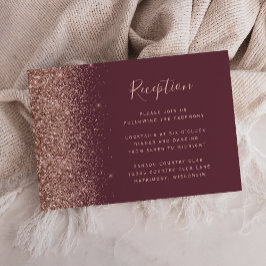 Cartão De Informações Recepção de Casamento com Brilho em Dourado Rosa B