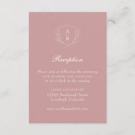 Cartão De Informações Recepção de Casamento com Crista de Folhas Simples