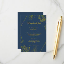 Cartão De Informações Recepção de Casamento com Elegância Dourada
