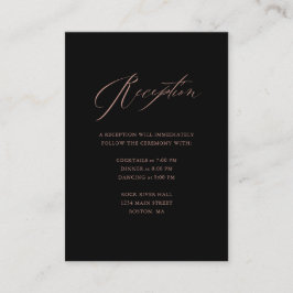 Cartão De Informações Recepção de Casamento com Elegante Grafia em Preto