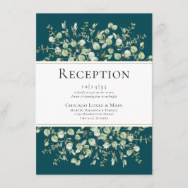 Cartão De Informações Recepção de Casamento com Eucalipto Azul-Teal