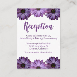 Cartão De Informações Recepção de Casamento com Florais Roxos