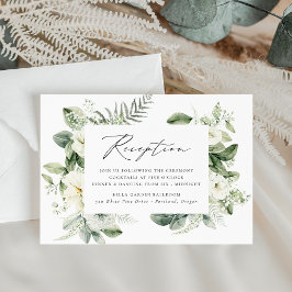 Cartão De Informações Recepção de Casamento com Flores Brancas Luxuriant