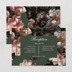 Cartão De Informações Recepção de Casamento com Flores de Peônia Boho Da