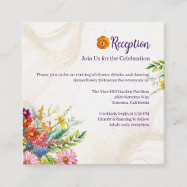 Cartão De Informações Recepção de Casamento com Flores Silvestres