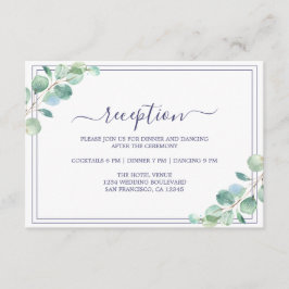 Cartão De Informações Recepção de Casamento com Folhagem Verde em Letra