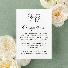 Cartão De Informações Recepção de Casamento com Laço Preto Elegante