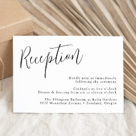 Cartão De Informações Recepção de Casamento com Letra Preta Simples
