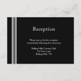 Cartão De Informações Recepção de Casamento com Medalhões Preto e Branco
