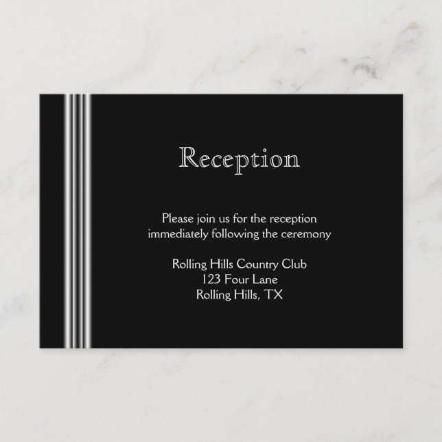 Cartão De Informações Recepção de Casamento com Medalhões Preto e Branco (Frente)