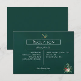 Cartão De Informações Recepção de Casamento com Monograma de Natal