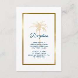 Cartão De Informações Recepção de Casamento com Palmeira Dourada Azul Tr