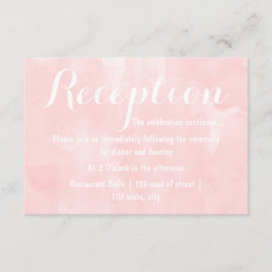 Cartão De Informações Recepção de casamento com pintura em aquarela rosa