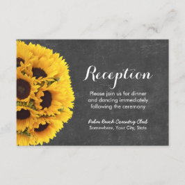 Cartão De Informações Recepção de Casamento com Quadro de Giz de Girassó