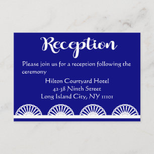 Cartão De Informações Recepção de Casamento com Renda Vintage Azul Real