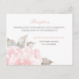 Cartão De Informações Recepção de Casamento com Rosa em Aquarela Bege