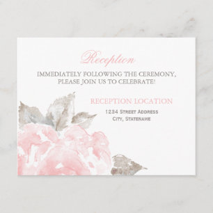 Cartão De Informações Recepção de Casamento com Rosa em Aquarela Rosa-Cl