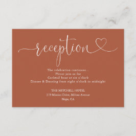 Cartão De Informações Recepção de Casamento com Roteiro de Coração de Te