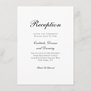 Cartão De Informações Recepção de Casamento com Roteiro Formal Tradicion