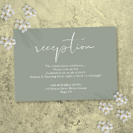 Cartão De Informações Recepção de Casamento com Rótulo Elegante em Verde