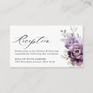 Cartão De Informações Recepção de Casamento com Tons de Roxo Pó