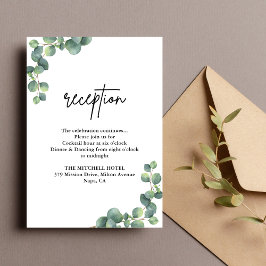 Cartão De Informações Recepção de Casamento com Verde de Eucalipto Rústi