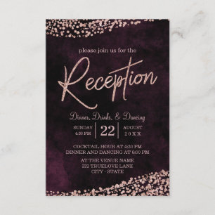 Cartão De Informações Recepção de Casamento com Vinho Marsala e Dourado 